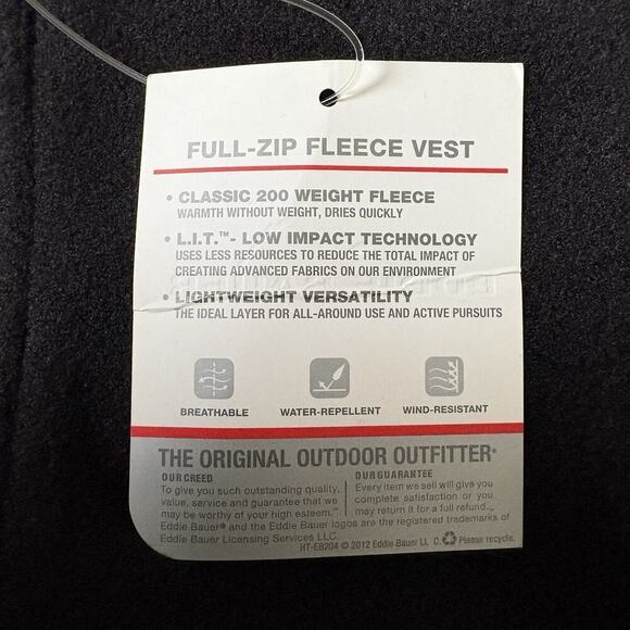 NWT Eddie Bauer Black Fleece Vest Mens Size 3XL - Picture 3 of 8
